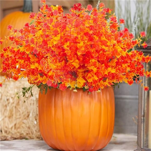Artificial Fall Flowers,Fake Outdoor UV Resistant Autumn Plants for Home Kitchen - Picture 7 of 7